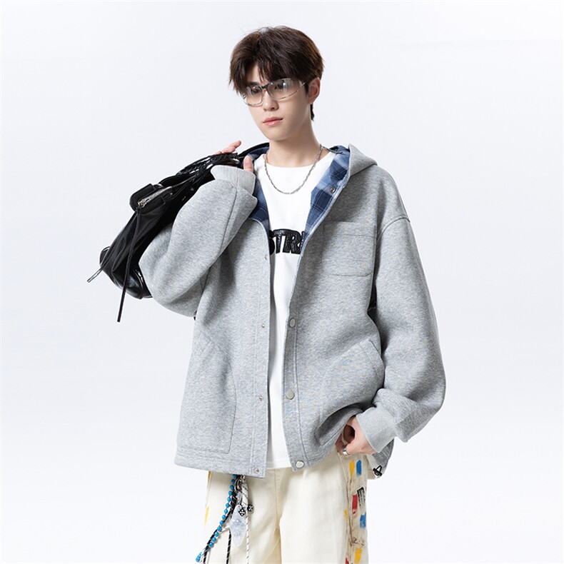 GENIOLAMODE美式空气层透气卫衣男秋季2025新款情侣外套宽松休闲，男装卫衣，电商A007