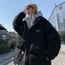 冬季潮牌ins宽松连帽服美式复古假两件衣外套男W6498-P85，男装棉衣，星座512-3