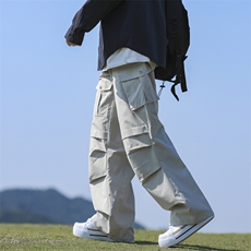 美式工装裤男女新款褶皱复古宽松阔腿直筒休闲裤Q1255-P50，男装工装外套，星座1008