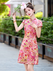 新中式改良旗袍立领提花连衣裙女2025夏季新款，女装连衣裙，沁沁公主