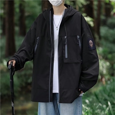 三防山系冲锋衣潮牌男春秋新户外露营纯色连帽夹克外套GA6601P67，男装夹克，星座1013-5