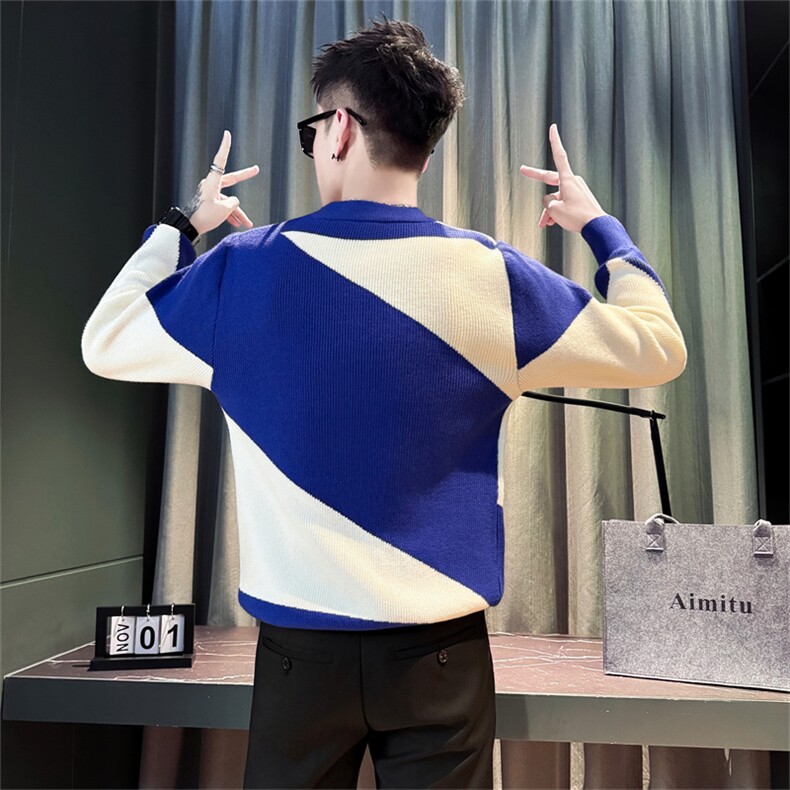 M8515-P68-控98男毛衣打底衫秋冬新款高级提花保暖针织衫潮流休闲,男装T恤,星座102A（原电商D309-1）
