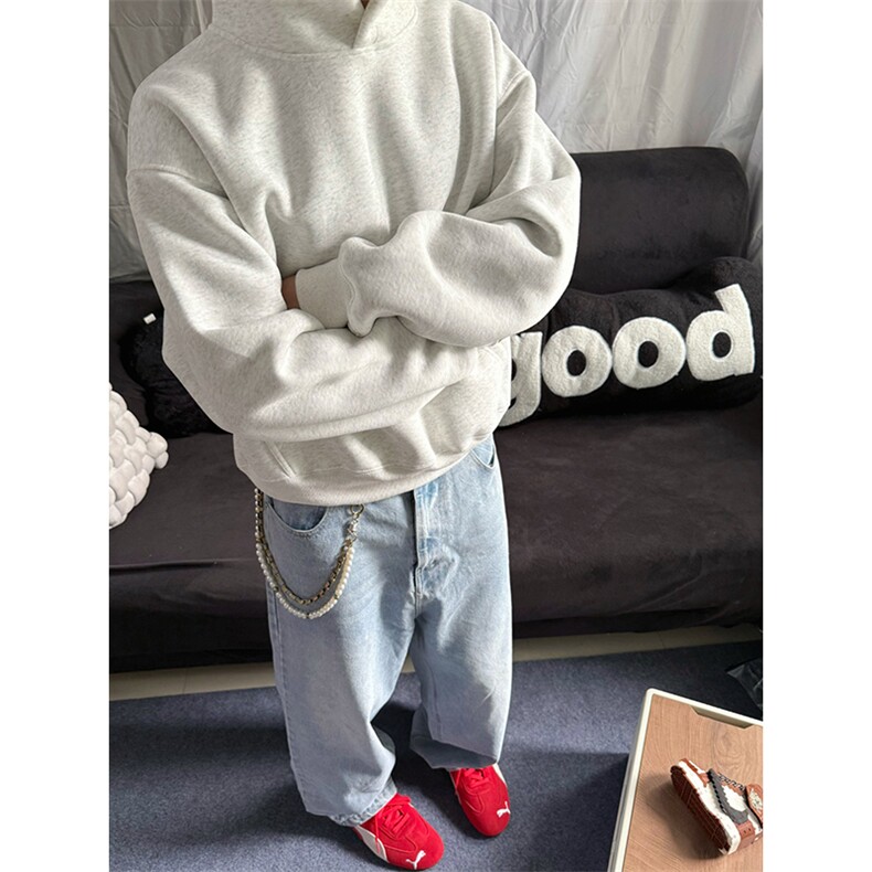 抖音得物高品质二开秋冬美式高街重磅结构辑明线连帽卫衣外套W75，男装卫衣，电商A486-1