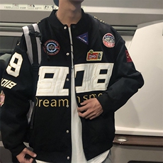 机车赛车棉服外套男冬oversize棒球服美式高级感小众vibe高街棉衣，男装夹克，电商A089-1