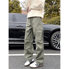 A178-K10036-P35直筒伞兵冲锋裤抽绳束脚秋季款工装裤，男装休闲裤，电商A178