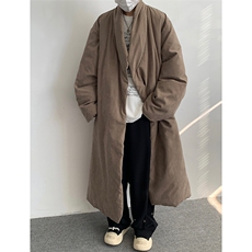 8XL-M90白鸭绒！特大码羽绒服日系绒面长款棉衣男YRFC03P268，男装羽绒服，电商D206-1
