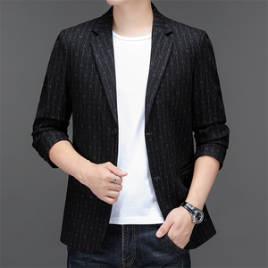 秋季新款西装男弹力针织西服简约外套西服商务休闲小西装单西图片