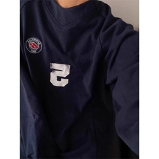 美式复古刺绣v领卫衣潮牌高级感脏染球衣服运动上衣WY6602特P52，男装卫衣，星座908-1