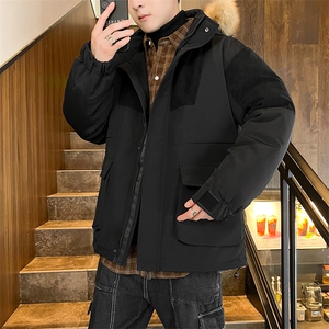 港风2026新品冬季宽松撞色棉服派克服毛领冬装加厚外套D009-P145图片