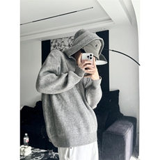 网图灰色半拉链毛衣男款美式复古高级感针织衫连帽外套MY281-特P，男装针织衫/毛衣，星座1007（原301D）