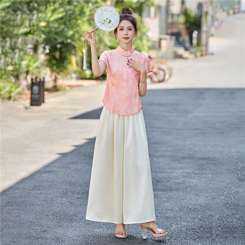 中式国风裙裤套装女2025夏季新款气质高端显瘦旗袍巨好看两件套潮,女装套装/套裙,艾仟回(原伊仟回)