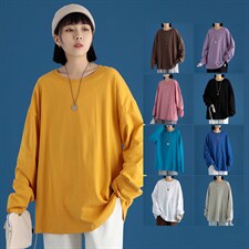 纯棉新款情侣纯色长袖T恤男女士打底衫圆领A158-T88889-P20控价28，男装T恤，电商A158-1