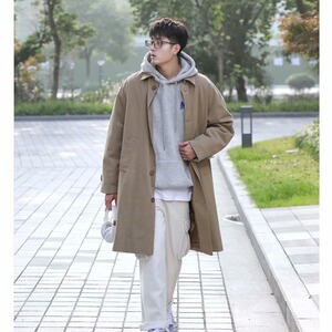 春秋中长款风衣男宽松港风帅气休闲百搭外套男英伦风韩版潮流大衣图片