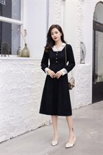 【现货】新款蕾丝拼接灯芯绒连衣裙，女装连衣裙，萱萱家