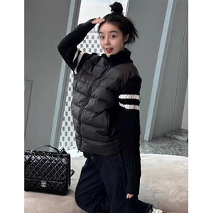 羽绒服男女韩版宽松高街情侣设计感痞帅潮牌拼接毛衣棉服 MY888图片