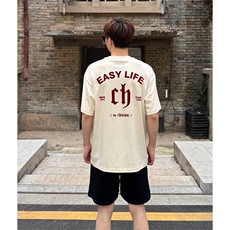 抖音得物供货210克现货宽松纯棉美式潮牌印花落肩袖纯棉T恤AT2155，男装T恤，电商A443
