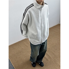 撞色三条杠开衫卫衣男宽松休闲立领夹克外套重磅运动上衣JK203，男装夹克，星座1116A（原606A-3）