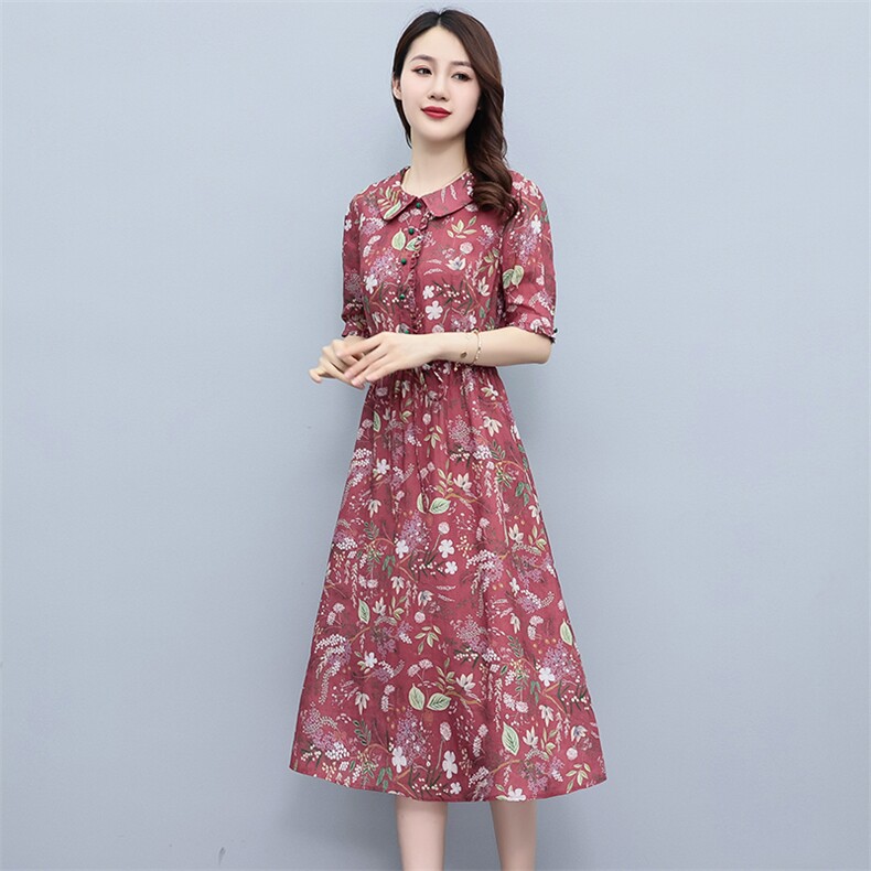 2023夏季新款时尚气质收腰显瘦休闲舒适复古连衣裙,女装连衣裙,独衣靓