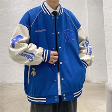 港风上衣夹克宽松落肩拼色棒球服外套JK711-P68，男装夹克，星座1204-3