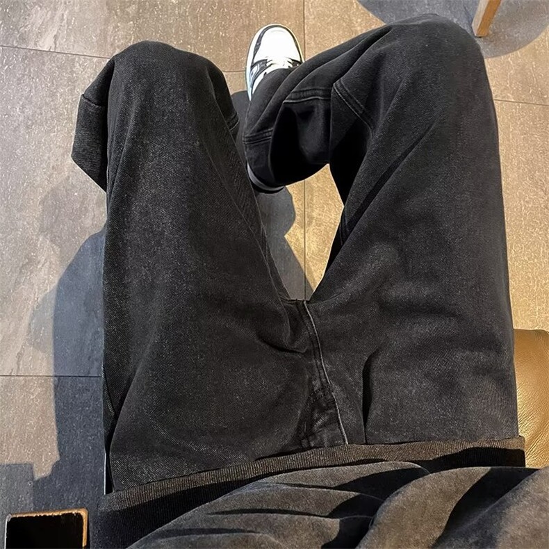 直筒裤子男士复古vibe夏季拖地长裤B004P45,男装牛仔裤,星座1116-2