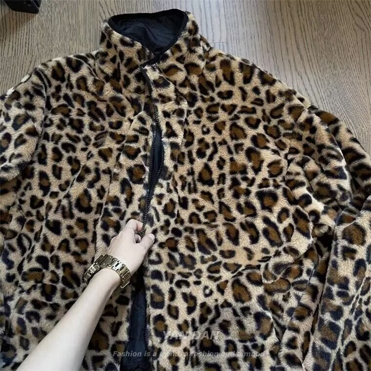 现货复古情侣装豹纹棉服双面穿外套保暖潮街头秋冬棉衣MY623-P80,男装棉衣,星座302B-3