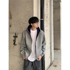 抖音得物高品质二开26春装美式重磅宽松结构双面连帽卫衣外套W68，女装短外套，电商A486-1