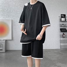 套装男夏季新款港风宽松短袖短裤整套运动装TZ8155-P52，男装休闲套装，星座214-3