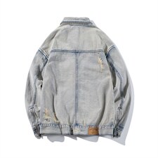 jk025-p85M-5XL白底ins牛仔夹克拉链破洞大码男日系CITYBOY，男装夹克，星座103A