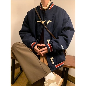 牛角扣棒球服外套男冬款美式宽松保暖棉衣原宿港风棉服 W6661-P83图片