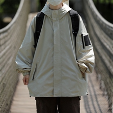 货足JK601-P75大码户外防水冲锋衣初秋夹克衫外套爬山衣服，男装夹克，电商B327