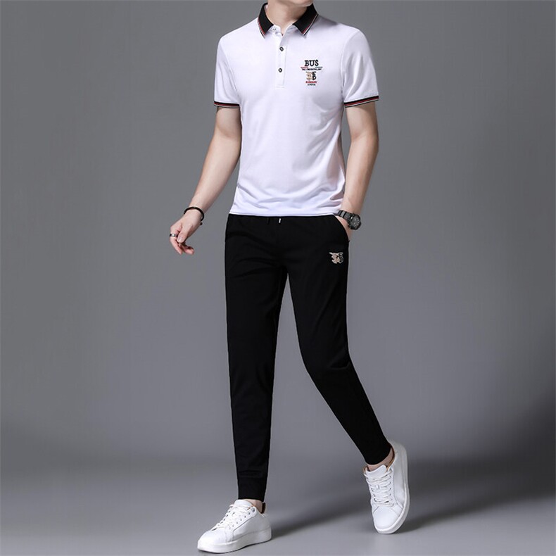 HP536夏季新款男士休闲套装刺绣男装百搭二件套,男装休闲套装,电商B360