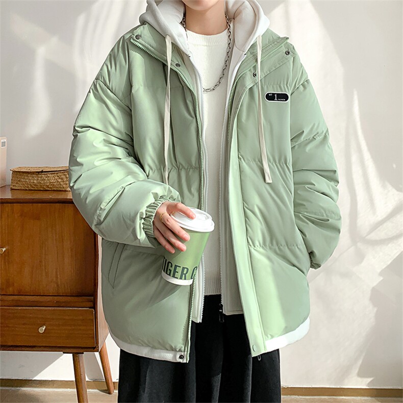 棉衣男冬季新款港风宽松假两件连帽羽绒棉服D9999-P80(现货）图片