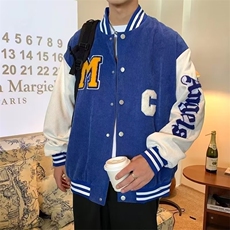 现货自家图秋季美式克莱因蓝拼接棒球服夹克男春秋宽松百搭蓝色情，男装夹克，星座218-1（原230）