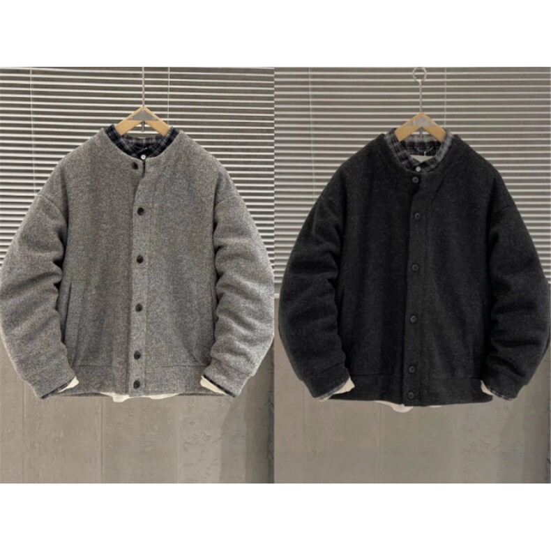 (网图)格纹拼接假两件轻薄羽绒服潮流韩版针织毛呢313B-7775-P240图片