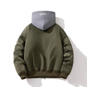 现货 2色秋冬带帽可拆卸针织立领飞行服外套棉服夹克图片