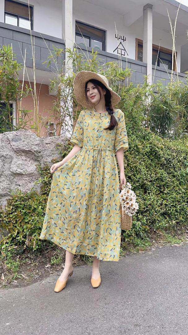 纯苎连衣裙小衫裤子裙子衬衣 时尚风 风淑女风休闲风，女装连衣裙，川哲