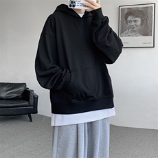 灰色cleanfit男生短款卫衣美式重磅连帽大帽衫廓形外套潮WY004P48，女装短外套，电商B312