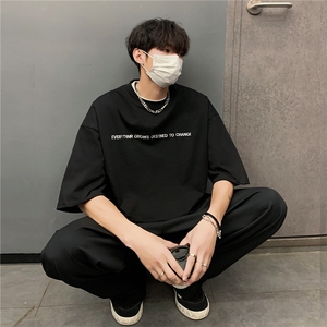 403-TX03-P40控58 现货 280克重磅纯棉潮牌刺绣宽松短袖t恤图片