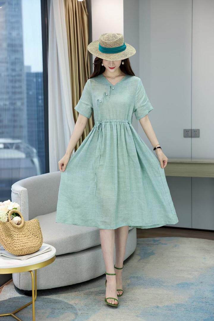 夏装苎连衣裙现货，女装连衣裙，百衣时尚