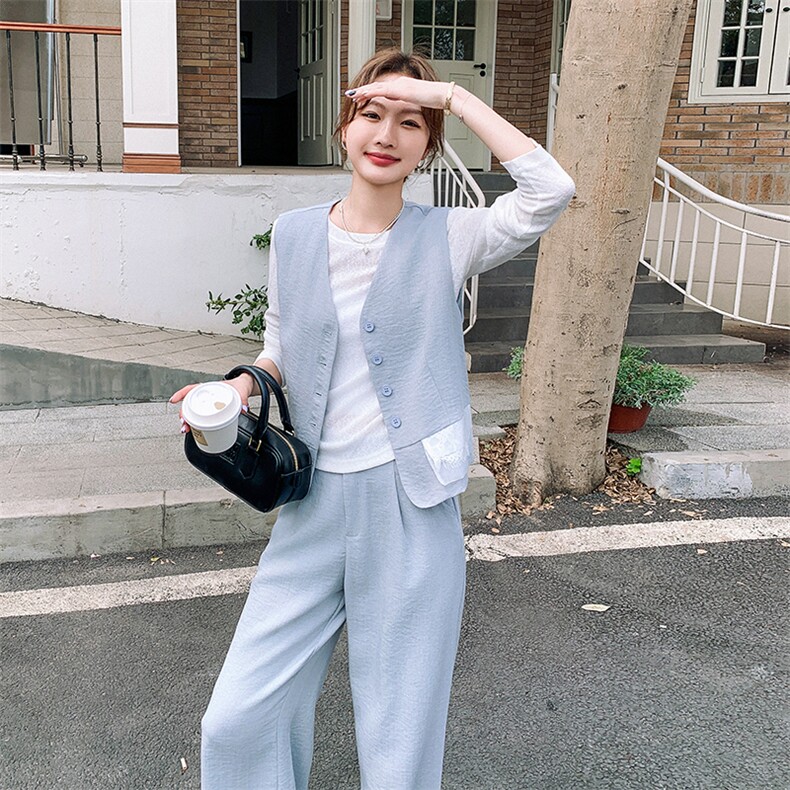 新款现货主推棉麻料三件套套装2521-P175-K258,女装套装/套裙,2C129