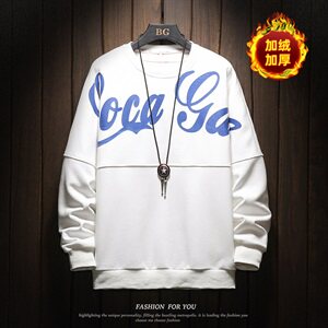 木板日系潮牌时尚字母印花卫衣男秋冬季加绒圆领外套wy52p58 限88图片