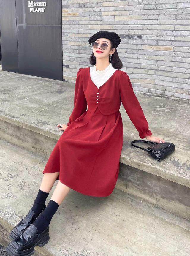 假两件套连衣裙，气质淑女款、两色、四个尺码，女装连衣裙，依柏璐(1F)