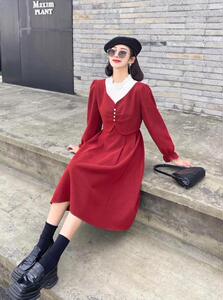 假两件套连衣裙，气质淑女款、两色、四个尺码图片