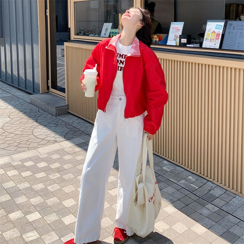 设计感立领短款冲锋衣外套女2025秋季新款宽松小个子百搭上衣潮,女装短外套,2D143