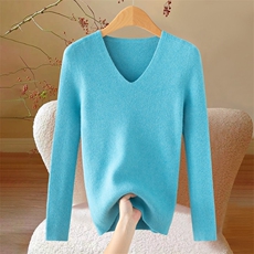 一线成衣V领毛衣女2025新款秋冬紧身内搭配大衣长袖针织打底衫，女装针织衫/毛衣，众美斯特