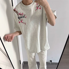万针全刺绣工艺抖音得物高品质260克重磅纯棉双纱美式高街短袖T恤，男装T恤，电商A486