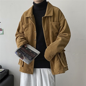 秋装 港风男女复古灯芯绒夹克工装宽松休闲外套潮中性风 H203/P70图片