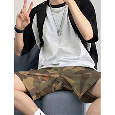 抖音得物高品质二开240克宽松纯棉美式潮牌插肩袖拼接短袖T恤，男装T恤，电商A486