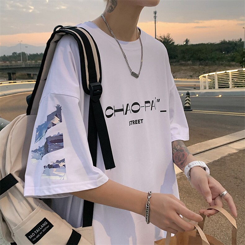 wassupcandy短袖冰丝t恤男夏季2025新款日系体恤ins潮牌休闲上衣,男装T恤,电商B220