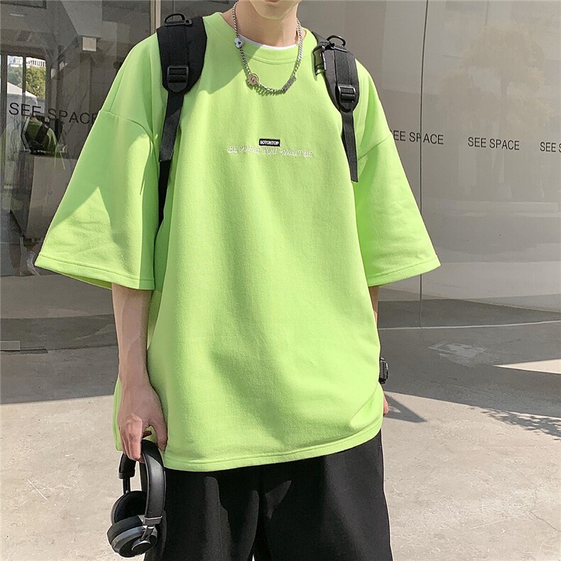 2025夏季新款高品质刺绣工艺荧光多色休闲短袖T恤T923/P35控49,男装T恤,电商A148